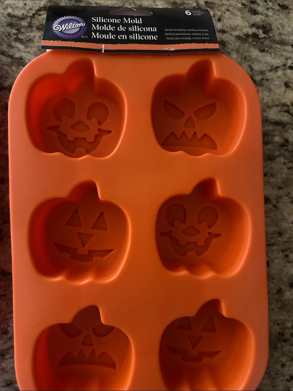 2 sets Wilton Orange Pumpkin Face Silicone Mold - 6 Cavity